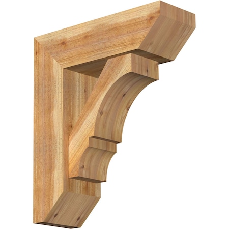 Ekena Millwork Balboa Slat Rough Sawn Bracket w/ Offset Brace, Western Red Cedar, 8"W x 24"D x 28"H BKT0806X24X28BOA06RWR